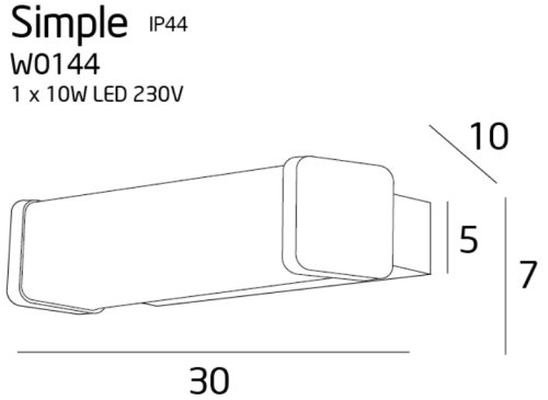 Maxlight Simple W0144 Kinkiet IP44 rys techniczny
