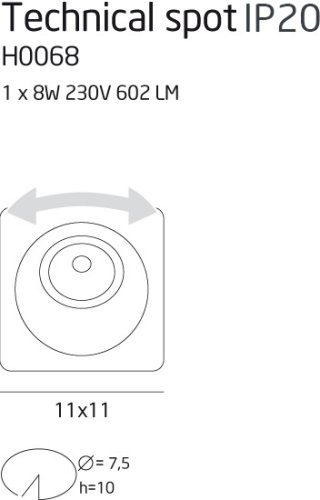 Maxlight Technical Spot H0068 Oprawa Podtynkowa rys techniczny