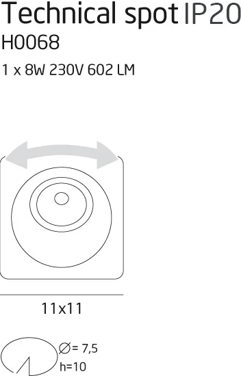 Maxlight Technical Spot H0068 Oprawa Podtynkowa rys techniczny