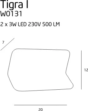 Maxlight Tigra I W0131 Kinkiet Biały rys techniczny