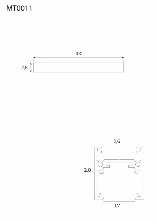 Maxlight Magnetic MT0011 Szyna Magnetyczna Płytka Natynkowa 1m Czarna rys techniczny