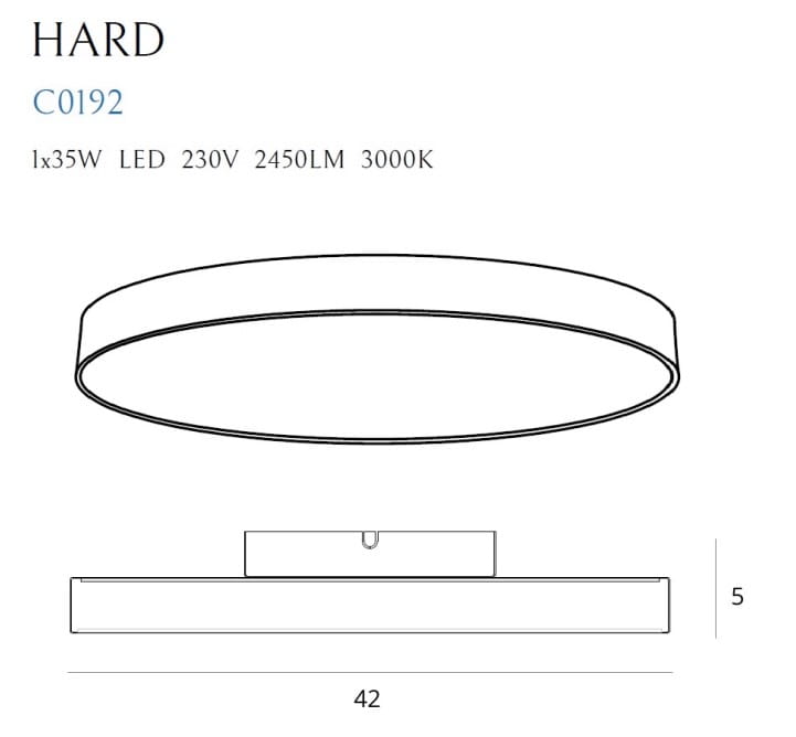 Maxlight Hard C0231 Lampa Sufitowa z Pilotem rys techniczny
