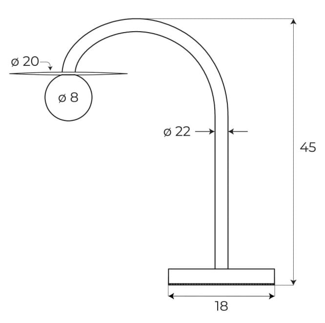 Maxlight T0060 Lampa Stołowa Enigma Czerwona rys techniczny