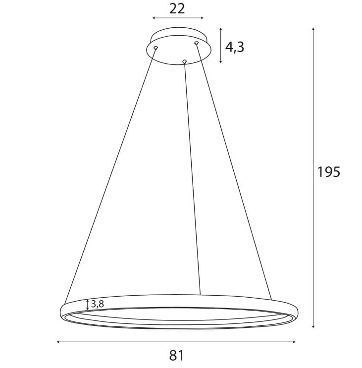 Maxlight P0557 Lampa Wisząca Qled z Pilotem rys techniczny