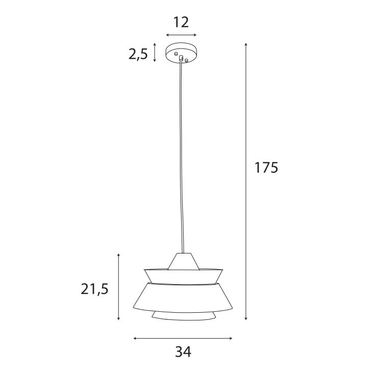 Maxlight P0549 Lampa Wisząca Kioto  rys techniczny