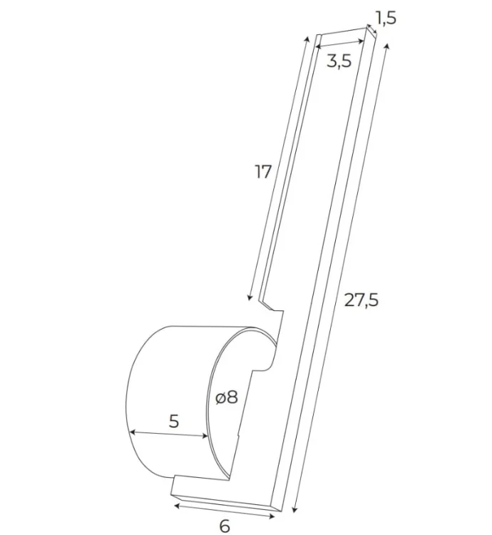 Maxlight W0347 Kinkiet Merano II Złoty rys techniczny