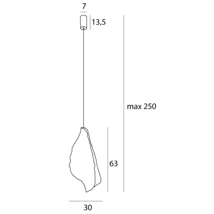 Maxlight P0540 Lampa Wisząca Concha Biała rys techniczny