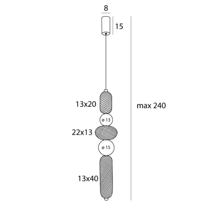 Maxlight P0592 Lampa Wisząca Bora B rys techniczny