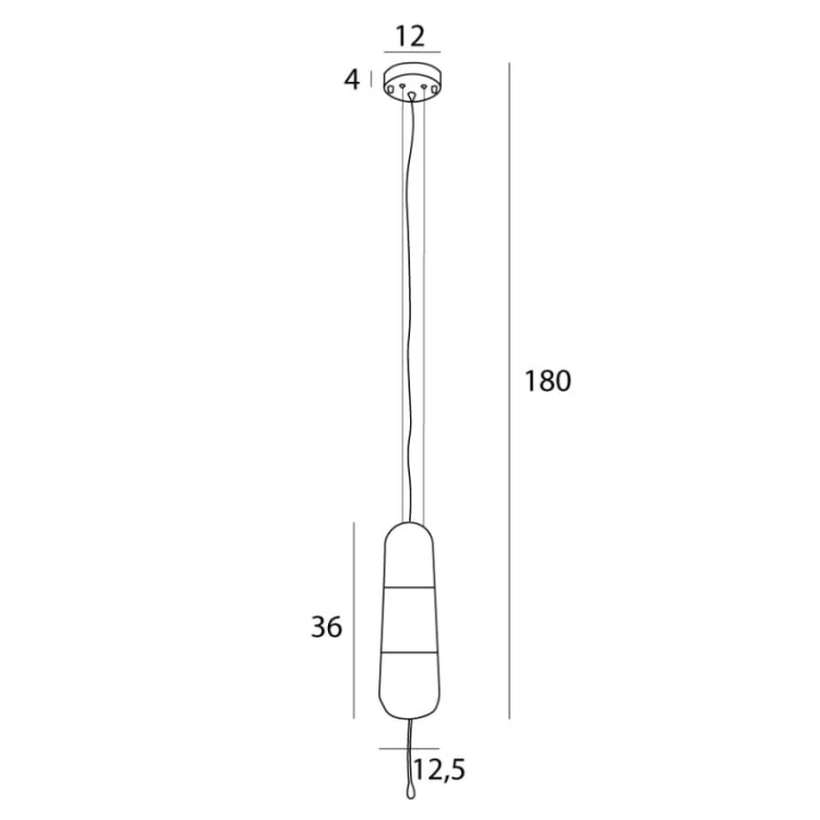 Maxlight P0590 Lampa Wisząca Mauri 1 Smoky Glass rys techniczny