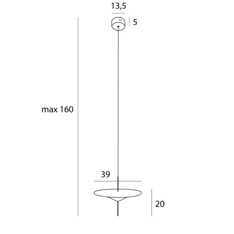 Maxlight P0555 Lampa Wisząca Cone II Czarna rys techniczny