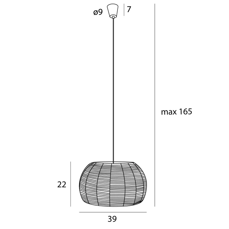 Maxlight P0583 Lampa Wisząca Praslin I rys techniczny