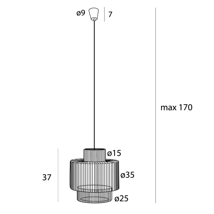 Maxlight P0586 Lampa Wisząca Labriz rys techniczny