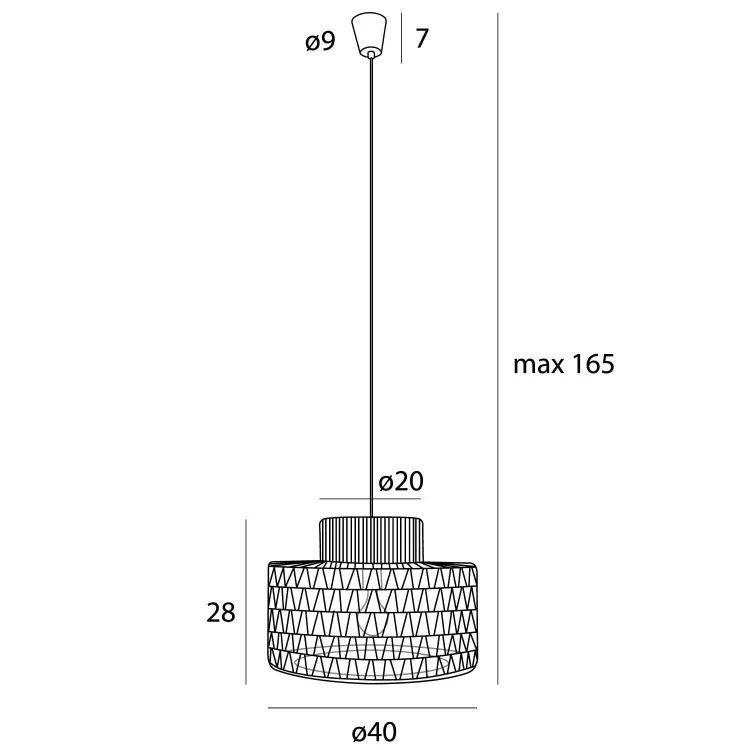 Maxlight P0587 Lampa Wisząca Raffle rys techniczny