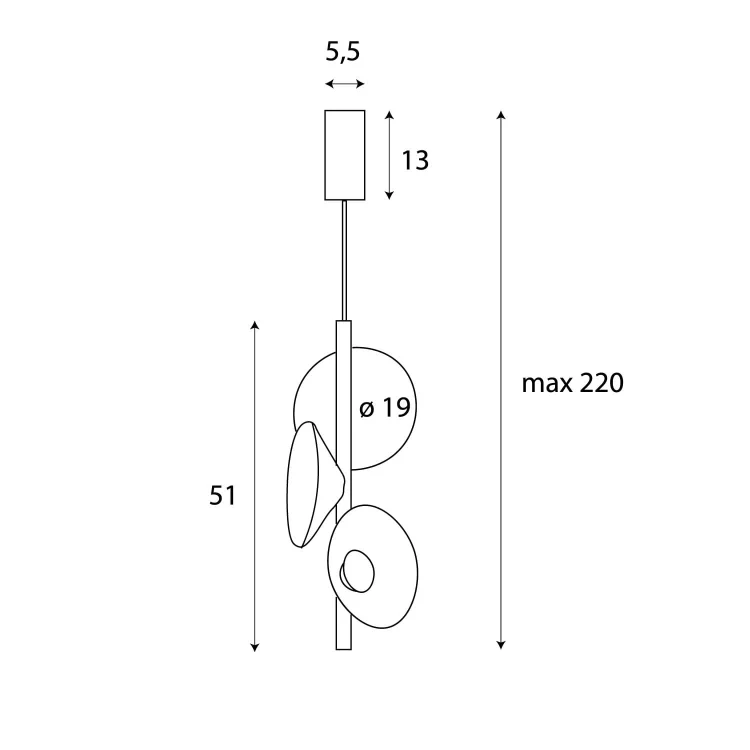 Maxlight P0563 Lampa Wiszaca Puro Cream&grey rys techniczny
