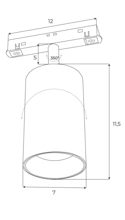 Maxlight Magnetic M0032Z Reflektor Magnetyczny Biały System Zigbee 20W 1332LM 2700/5000K  rys techniczny