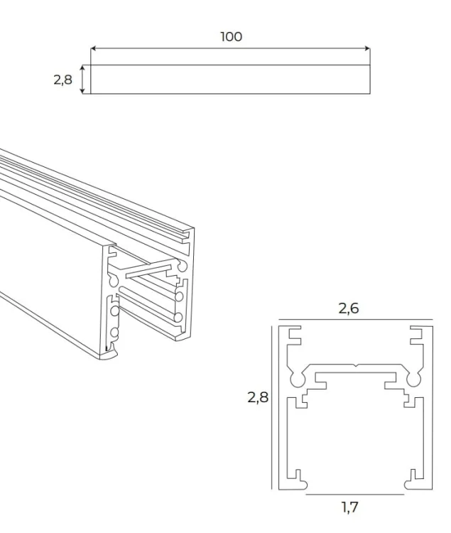 Maxlight Magnetic MT0028 Szyna Magnetyczna Płytka, Natynkowa, 1 Metr, Biała