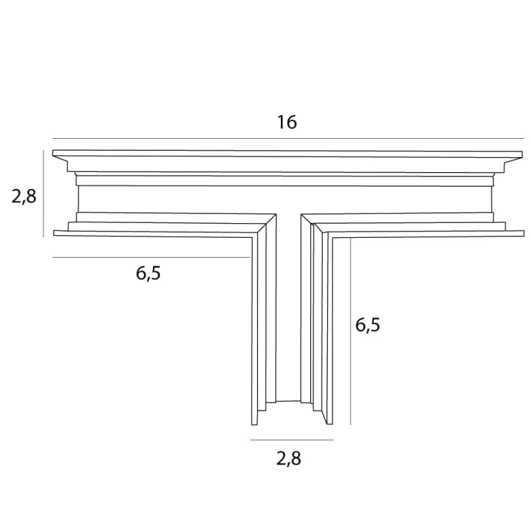 Maxlight Magnetic MT0015 Łącznik T Głęboki Ściana/Sufit Do Szyn MT0001, MT0002  rys techniczny