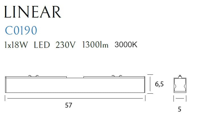 Maxlight Linear C0190 Lampa Sufitowa Czarna rys techniczny