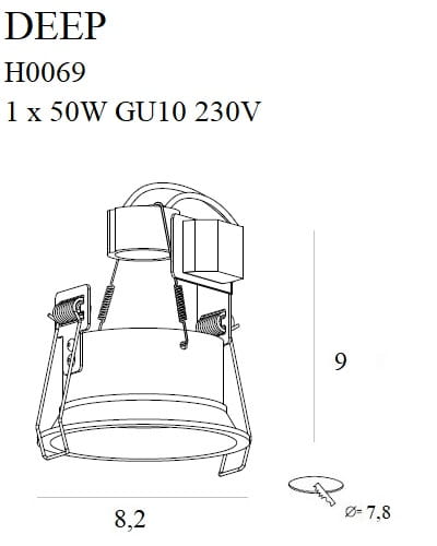 Maxlight H0069 Oprawa Wpustowa Deep Biała Gu10  rys tech