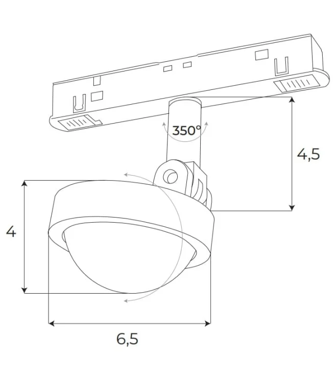 Maxlight M0046N Reflektor Magnetyczny Biały System On/off 8w 766lm 3000k  rys techniczny