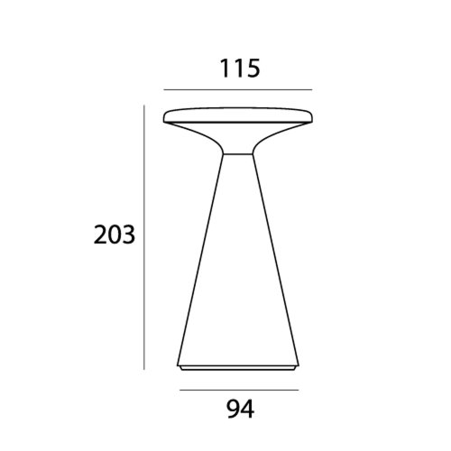 Lampa stołowa Funghi czarna IP44 rys. techniczny