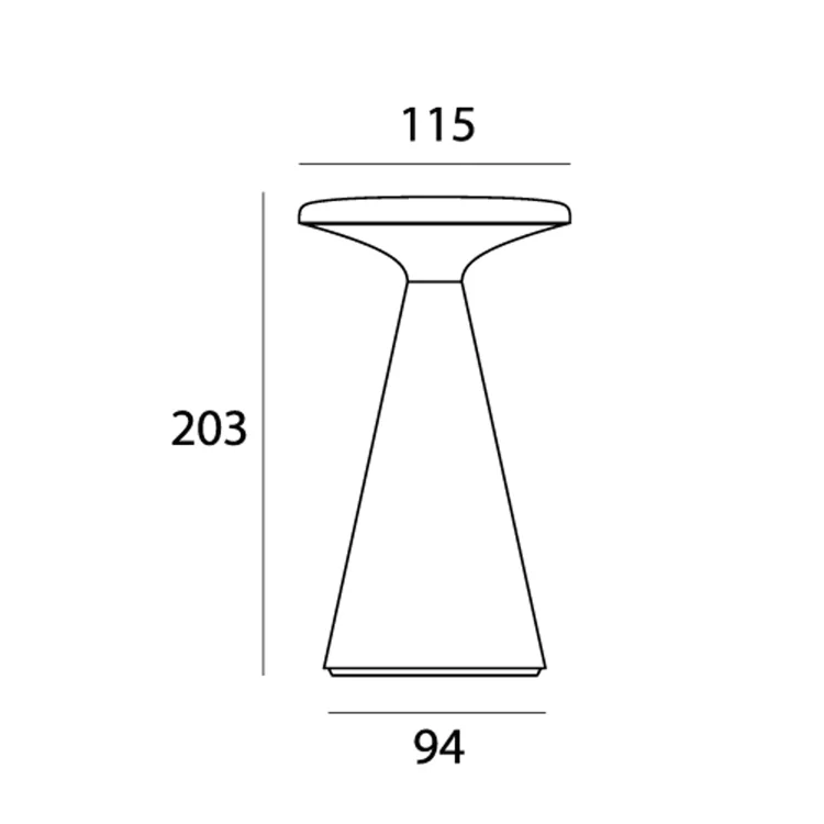 Lampa stołowa Funghi czarna IP44 rys. techniczny