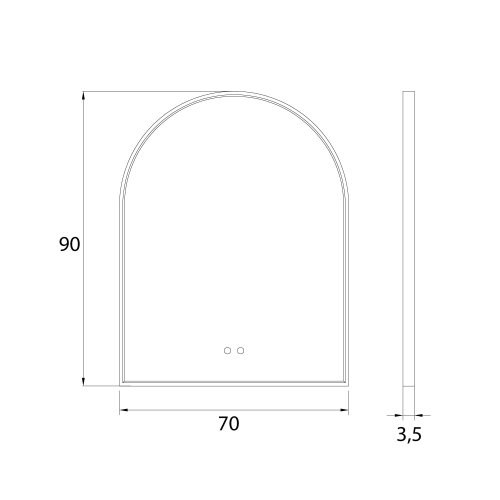 Maxlight W0386 Mirror Półokrąg 90x70cm Złote Lustro Podświetlane