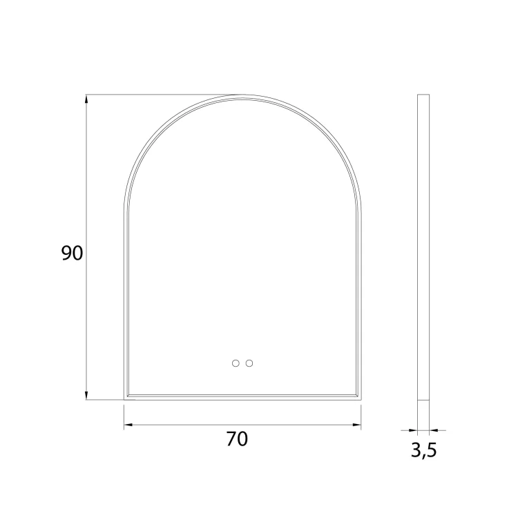 Maxlight W0386 Mirror Półokrąg 90x70cm Złote Lustro Podświetlane