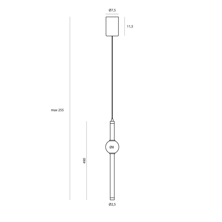 Maxlight P0612 Lampa Wisząca Verdes rys techniczny