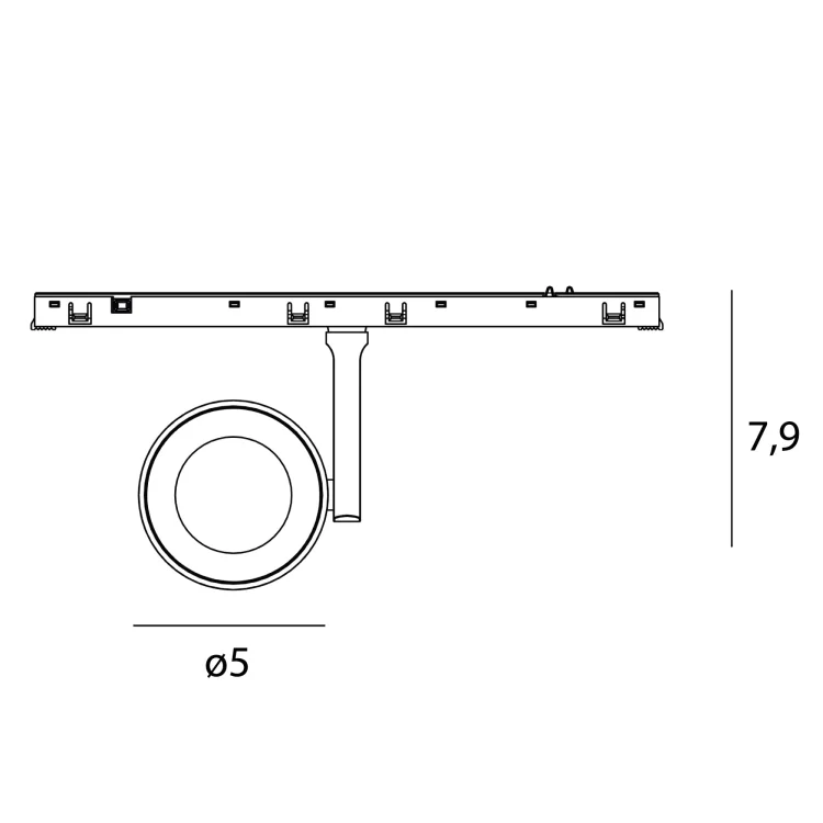 MAXLIGHT N0010N oczko 5W Czarne 3000K On-Off- MICRO11 rys techniczny