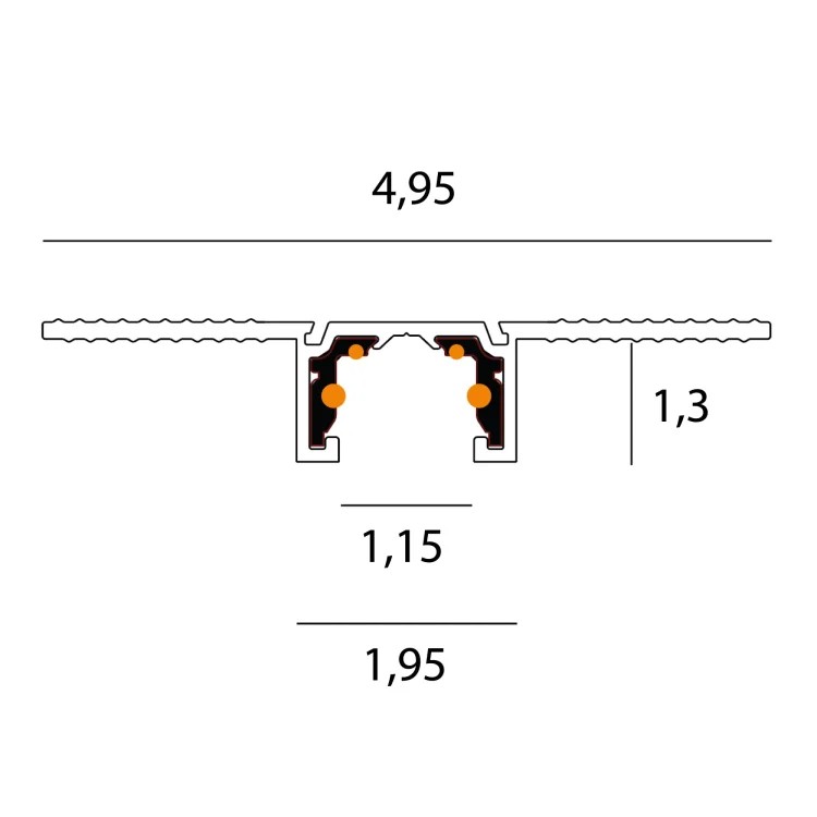 MAXLIGHT NT0002 Szynoprzewód MICRO11 czarny wpuszczany KG 2mb rys techniczny