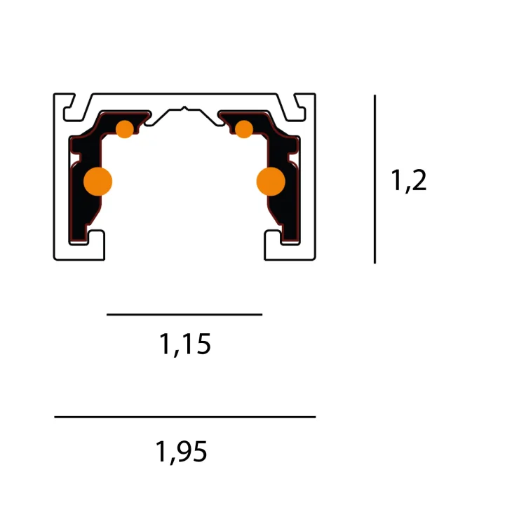 MAXLIGHT NT0007 Szynoprzewód MICRO11 czarny natynkowy 2mb  rys techniczny