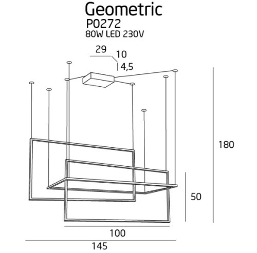 Maxlight Geometric P0272 Lampa Wisząca Biała rys techniczny