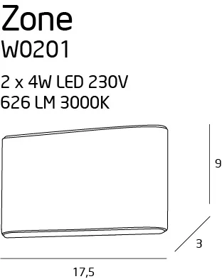 Maxlight Zone II W0201 Kinkiet Biały IP44 rys techniczny