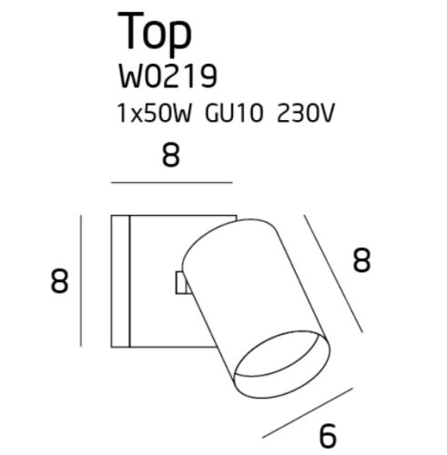 Maxlight Top 1 W0219 Kinkiet Czarny rys tech