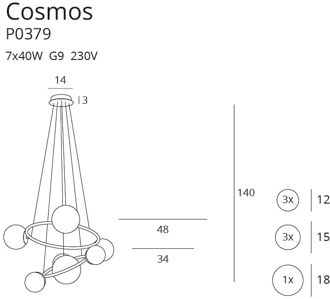Maxlight Cosmos P0379 Lampa Wisząca Złota