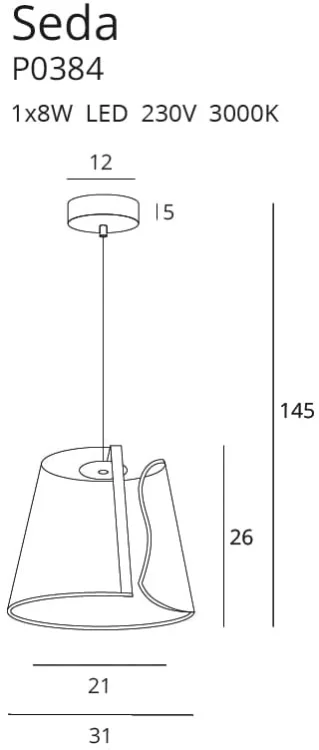 Maxlight Seda P0384 Lampa Wisząca Złota rys techniczny