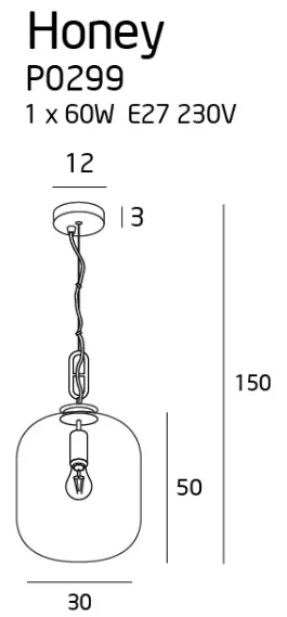 Maxlight Honey Amber P0299 Lampa Wisząca rys techninczy