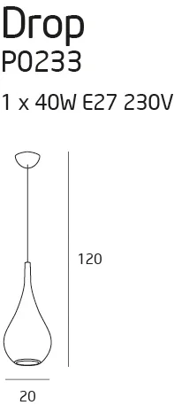 Maxlight Drop P0233 Lampa Wisząca Czarna rys techniczny