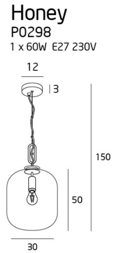 Maxlight Honey Smoky P0298 Lampa Wisząca rys techninczny