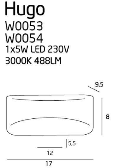 Maxlight Hugo W0053 Kinkiet rys techniczny