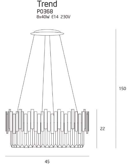 Maxlight Trend P0368 Lampa Wisząca Złota rys techniczny