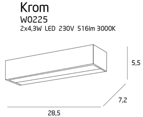 Maxlight Krom W0225 Kinkiet Led Mały rys techniczny