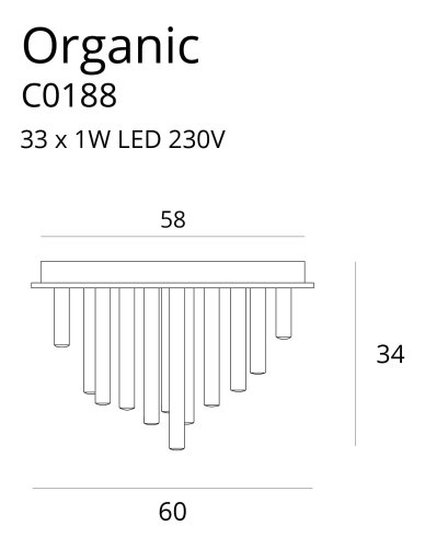Maxlight Organic C0188D Plafon Złoty rys techniczny