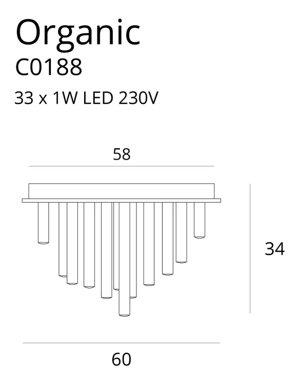 Maxlight Organic C0188D Plafon Złoty rys techniczny
