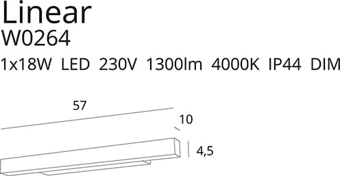 Maxlight Linear W0264 Kinkiet Czarny IP44 Dim rys techniczny