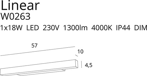 Maxlight Linear W0263 Kinkiet Biały IP44 Dim rys techniczny