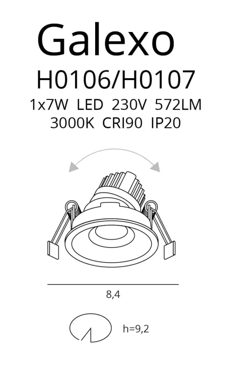 Maxlight Galexo H0106 Oprawa Podtynkowa Biała rys techniczny