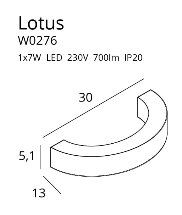 Maxlight Lotus W0276 Kinkiet Złoty rys techniczny