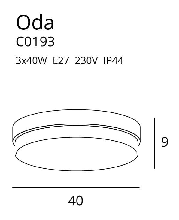 Maxlight Oda C0193 Plafon Biały IP44 rys techniczny